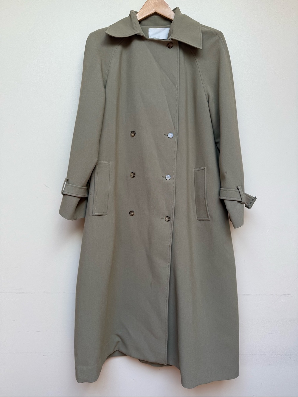 Oak + Fort Oversized Trench Coat Olive Double Breasted Size XS - Picture 1 of 13